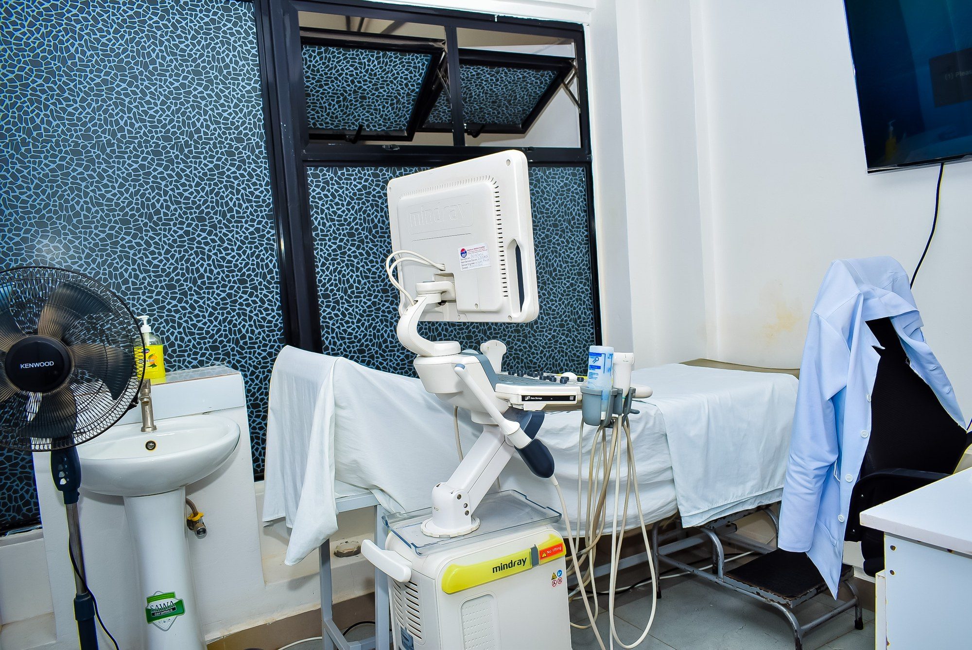 Ultrasound machine in a Juja Road Hospital scan room